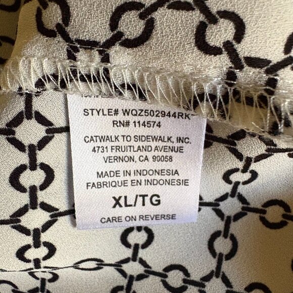 Pleione – L/S 3/4 Button Down Pullover Blouse – XL – White/Black - Picture 4 of 5